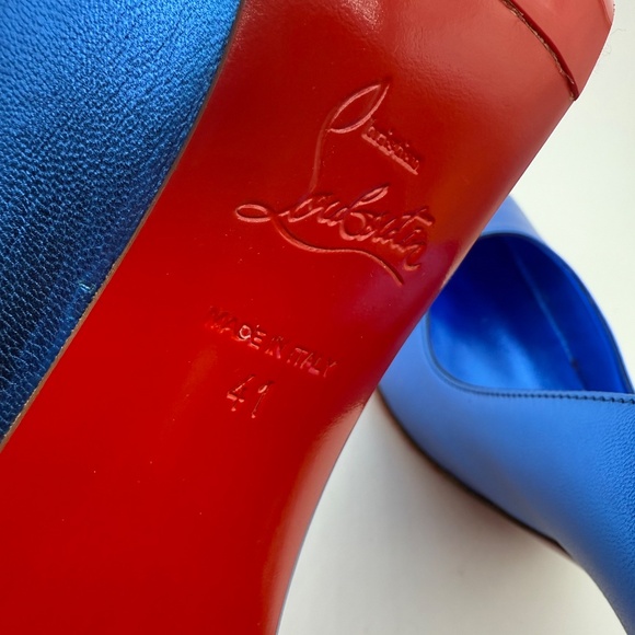 CHRISTIAN LOUBOUTIN HOT CHICK 100 METALLIC BLUE LIMITED EDITION SIZE 41 - Picture 8 of 10